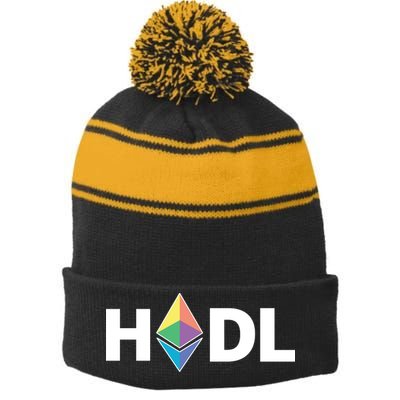 HODL Ethereum, Ethereum Logo Cryptocurrency, Funny HODL ETH Stripe Pom Pom Beanie