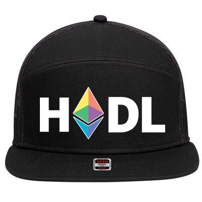 HODL Ethereum, Ethereum Logo Cryptocurrency, Funny HODL ETH 7 Panel Mesh Trucker Snapback Hat