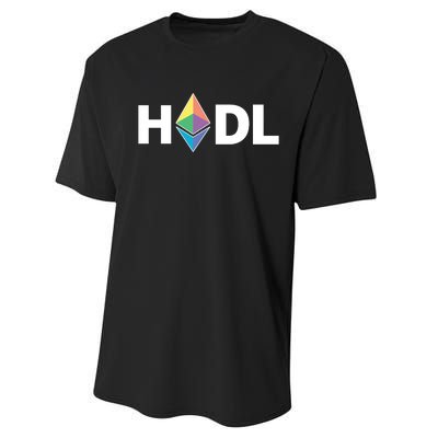 HODL Ethereum, Ethereum Logo Cryptocurrency, Funny HODL ETH Performance Sprint T-Shirt