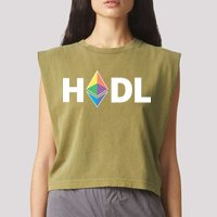 HODL Ethereum, Ethereum Logo Cryptocurrency, Funny HODL ETH Garment-Dyed Women's Muscle Tee