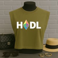 HODL Ethereum, Ethereum Logo Cryptocurrency, Funny HODL ETH Garment-Dyed Women's Muscle Tee