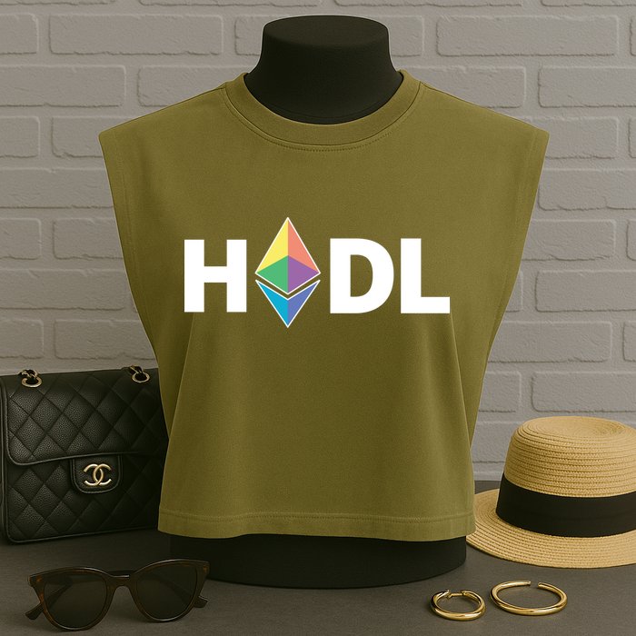HODL Ethereum, Ethereum Logo Cryptocurrency, Funny HODL ETH Garment-Dyed Women's Muscle Tee