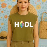 HODL Ethereum, Ethereum Logo Cryptocurrency, Funny HODL ETH Garment-Dyed Women's Muscle Tee