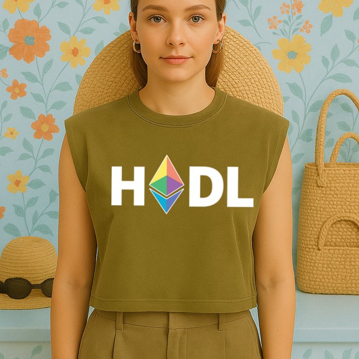 HODL Ethereum, Ethereum Logo Cryptocurrency, Funny HODL ETH Garment-Dyed Women's Muscle Tee