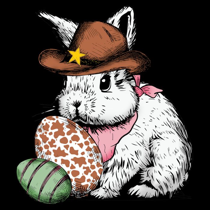 Howdy Easter Egg Bunny Illustration Rabbit Flexfit Unipanel Trucker Cap
