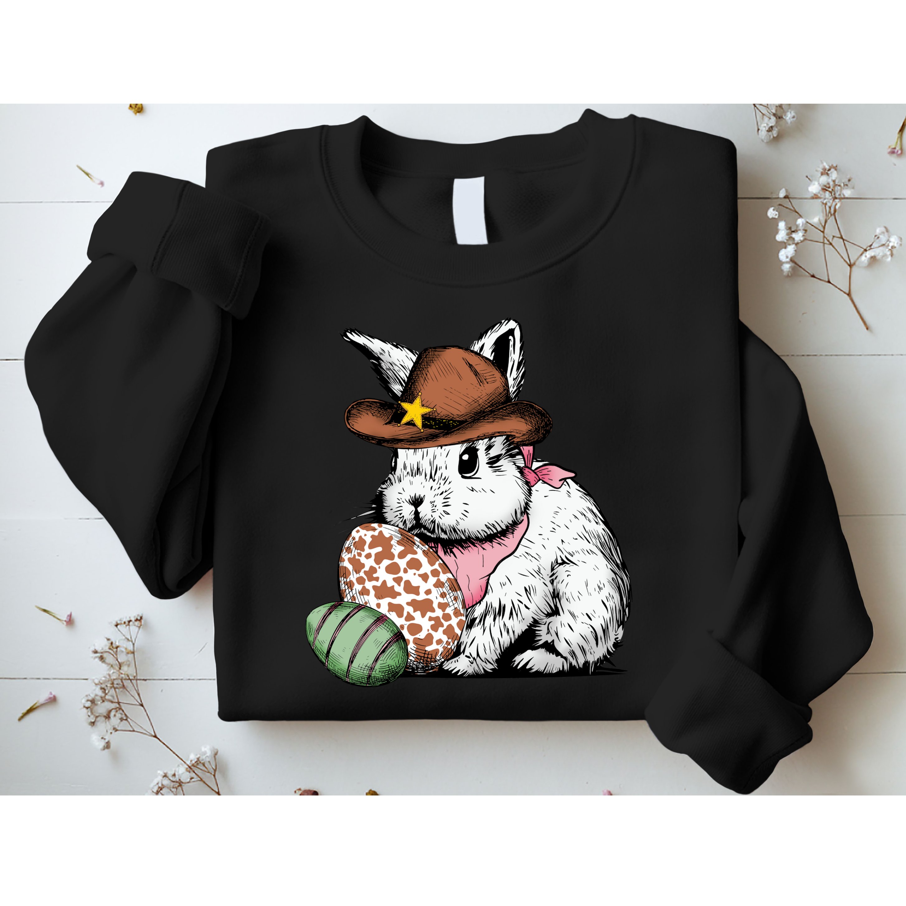 Howdy Easter Egg Bunny Illustration Rabbit Sweatshirt