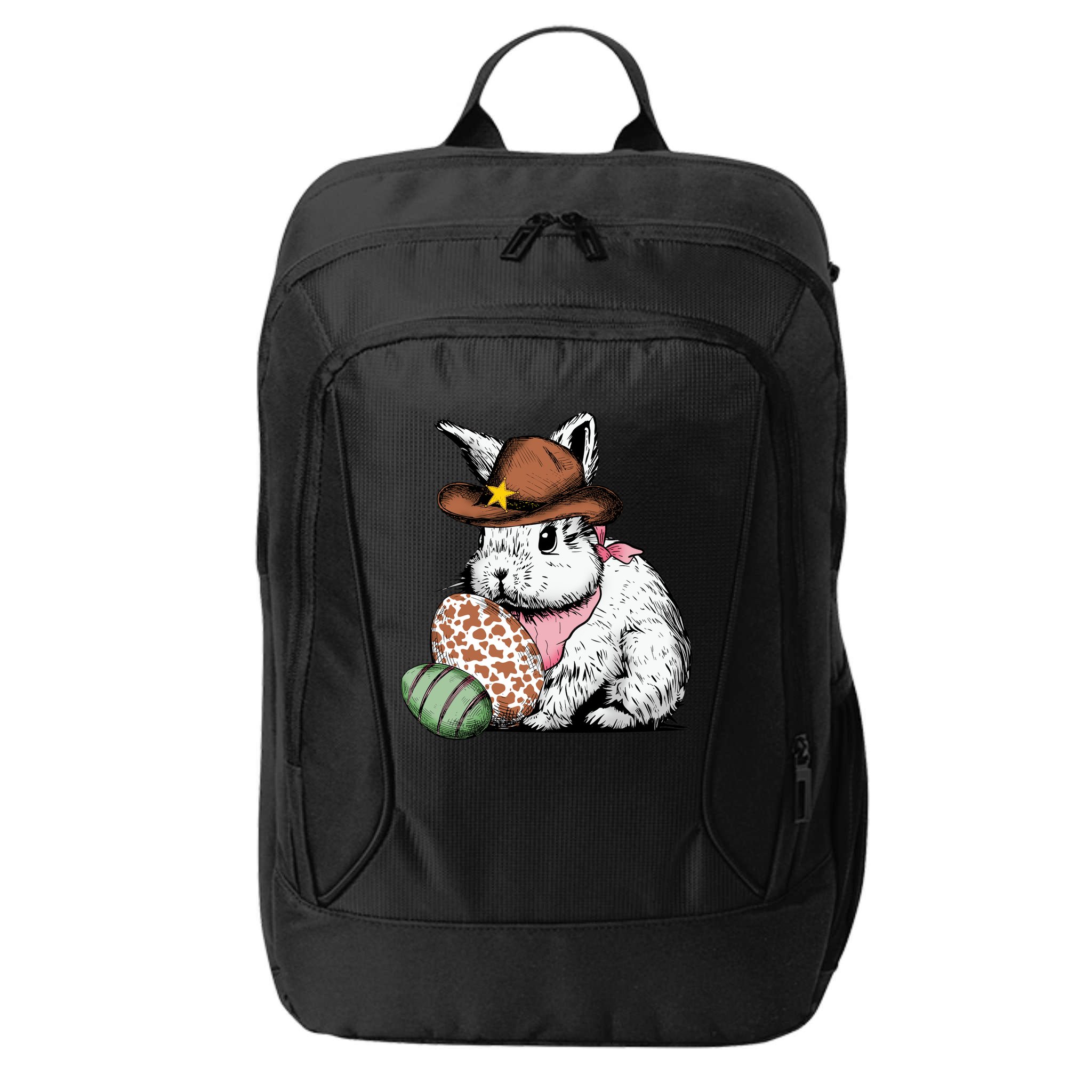 Howdy Easter Egg Bunny Illustration Rabbit City Backpack