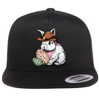 Howdy Easter Egg Bunny Illustration Rabbit Flat Bill Trucker Hat