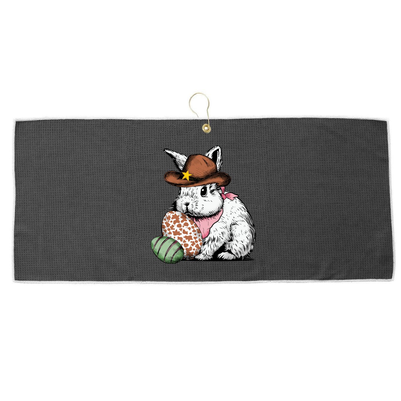 Howdy Easter Egg Bunny Illustration Rabbit Large Microfiber Waffle Golf Towel