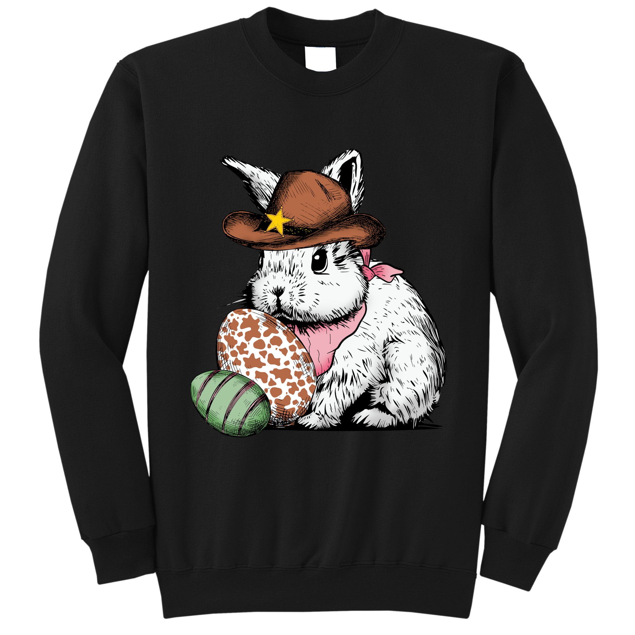 Howdy Easter Egg Bunny Illustration Rabbit Tall Sweatshirt