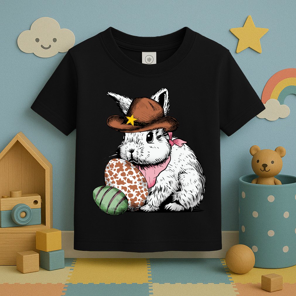Howdy Easter Egg Bunny Illustration Rabbit Toddler T-Shirt
