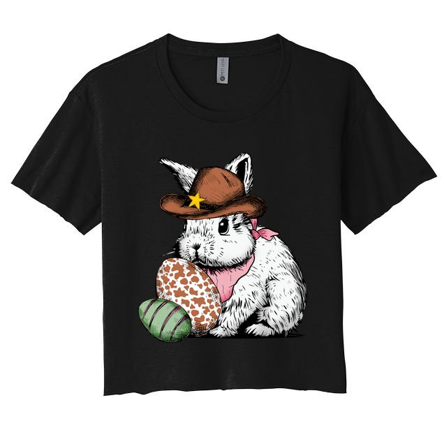 Howdy Easter Egg Bunny Illustration Rabbit Crop Top