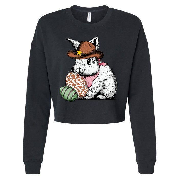 Howdy Easter Egg Bunny Illustration Rabbit Cropped Pullover Crew