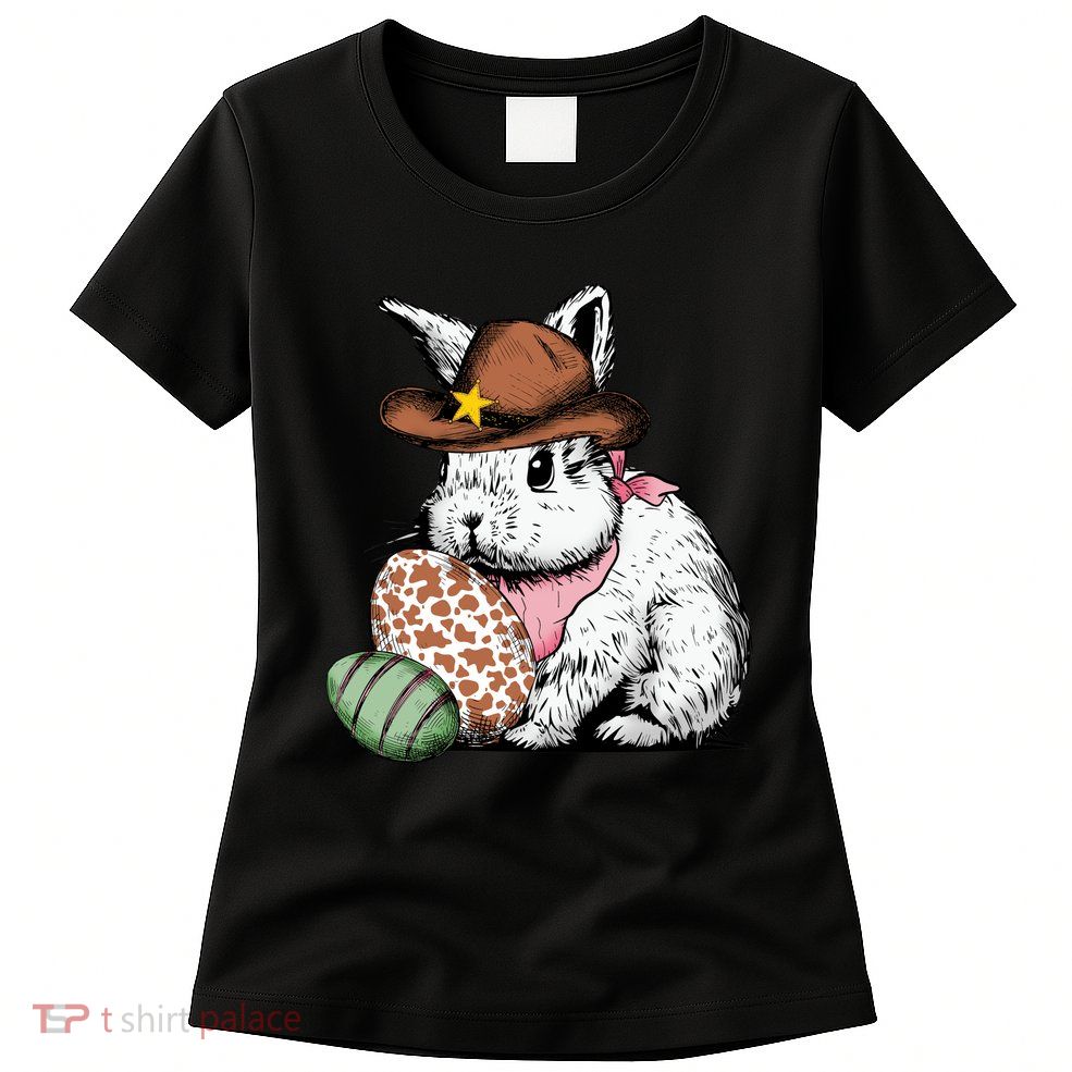 Howdy Easter Egg Bunny Illustration Rabbit Womens T-Shirt