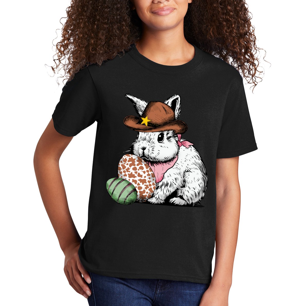 Howdy Easter Egg Bunny Illustration Rabbit Kids T-Shirt