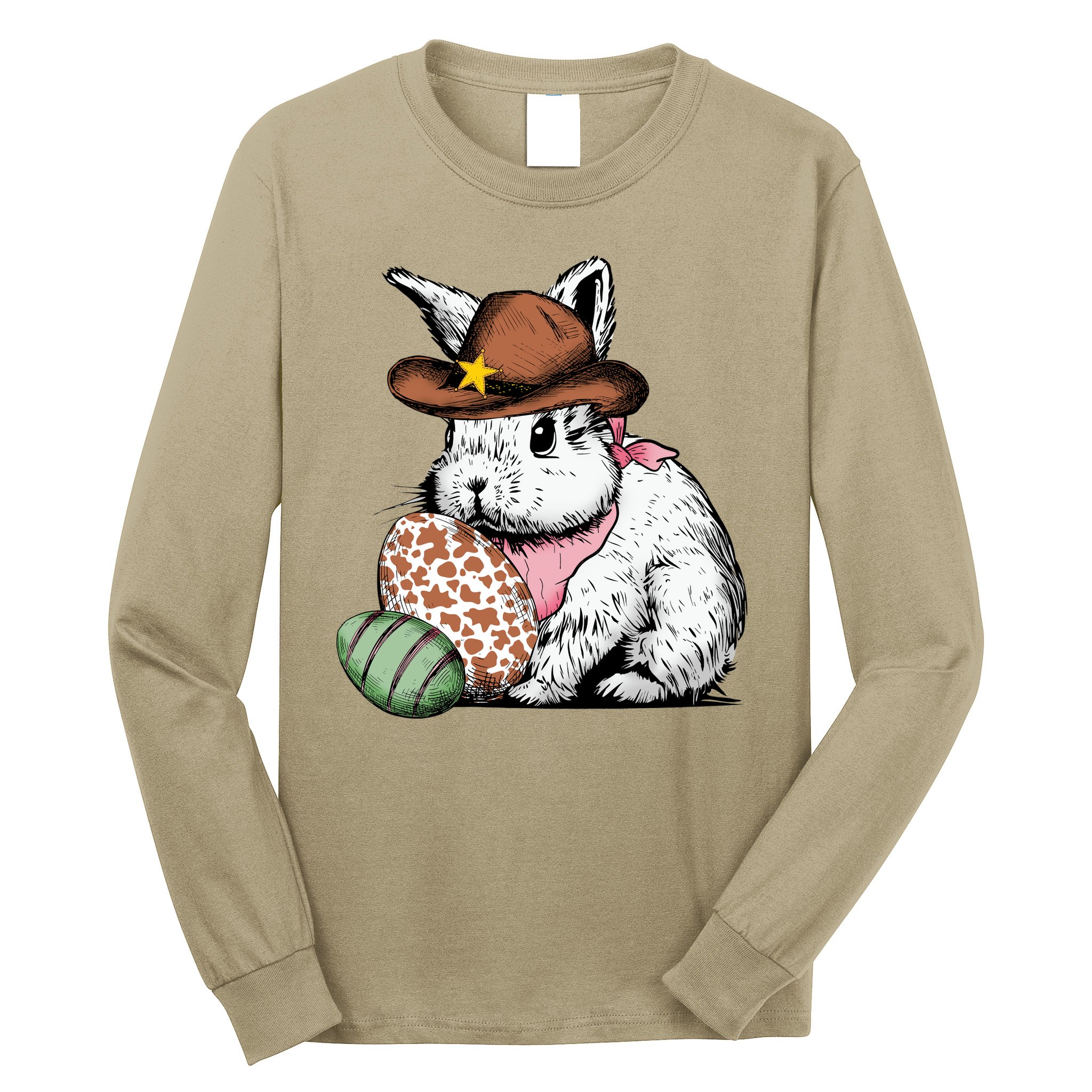 Howdy Easter Egg Bunny Illustration Rabbit Long Sleeve Shirt