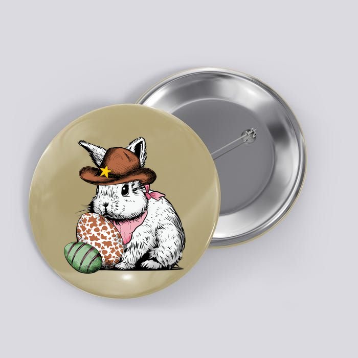 Howdy Easter Egg Bunny Illustration Rabbit Button