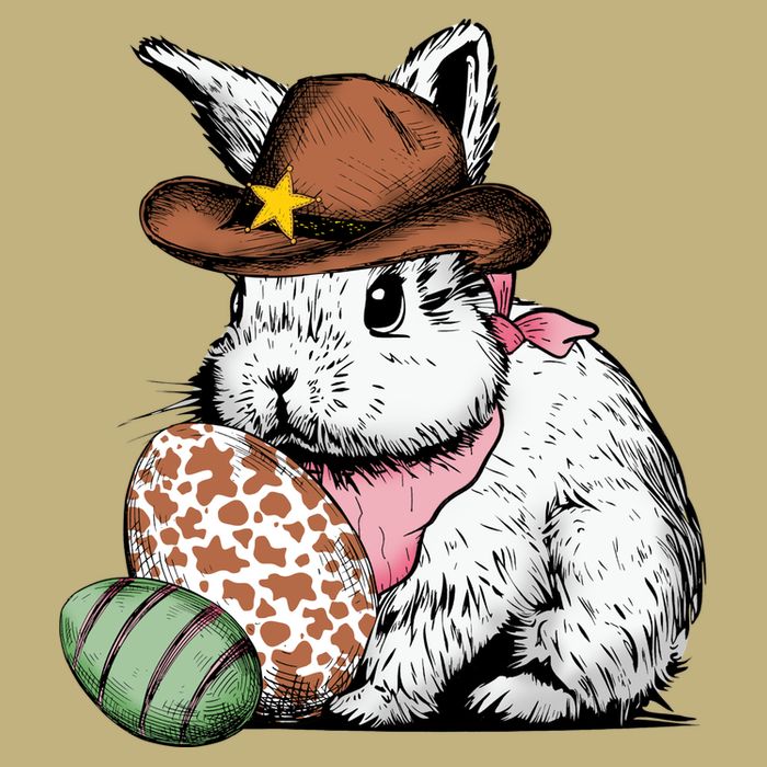 Howdy Easter Egg Bunny Illustration Rabbit Button