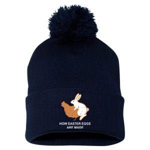 How Easter Eggs Are Made Funny Sarcastic Pom Pom 12in Knit Beanie