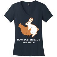 How Easter Eggs Are Made Funny Sarcastic Women's V-Neck T-Shirt