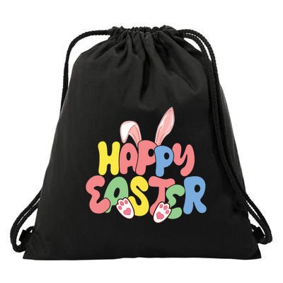 Happy Easter Easter Bunny Ears Easter Egg Hunt Matching Drawstring Bag