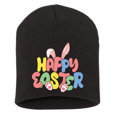 Happy Easter Easter Bunny Ears Easter Egg Hunt Matching Short Acrylic Beanie