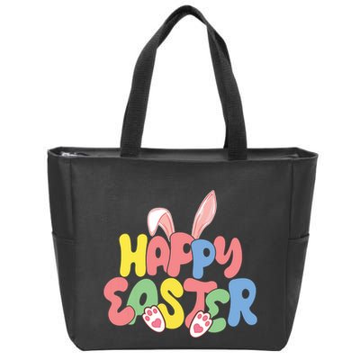 Happy Easter Easter Bunny Ears Easter Egg Hunt Matching Zip Tote Bag