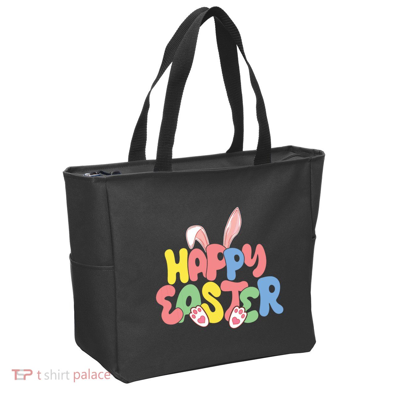 Happy Easter Easter Bunny Ears Easter Egg Hunt Matching Zip Tote Bag