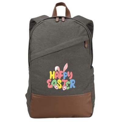 Happy Easter Easter Bunny Ears Easter Egg Hunt Matching Cotton Canvas Backpack