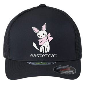 Happy Easter Eastercat Cat With Rabbit Ears Flexfit Unipanel Trucker Cap