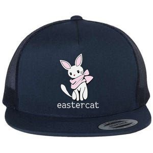 Happy Easter Eastercat Cat With Rabbit Ears Flat Bill Trucker Hat