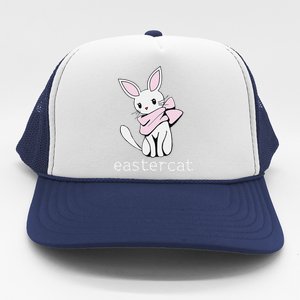 Happy Easter Eastercat Cat With Rabbit Ears Trucker Hat