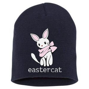 Happy Easter Eastercat Cat With Rabbit Ears Short Acrylic Beanie