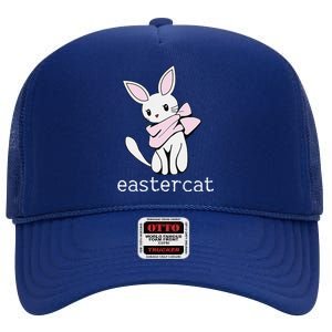 Happy Easter Eastercat Cat With Rabbit Ears High Crown Mesh Back Trucker Hat