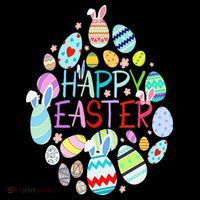 Happy Easter Eggs Bunny Ears Funny Easter Eggs Flexfit Unipanel Trucker Cap