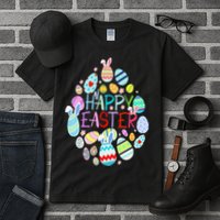 Happy Easter Eggs Bunny Ears Funny Easter Eggs Tall T-Shirt
