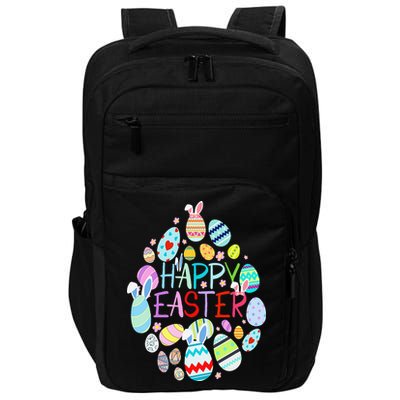 Happy Easter Eggs Bunny Ears Funny Easter Eggs Impact Tech Backpack