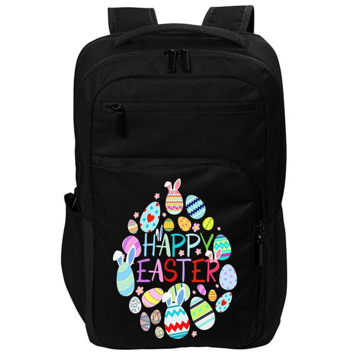Happy Easter Eggs Bunny Ears Funny Easter Eggs Impact Tech Backpack