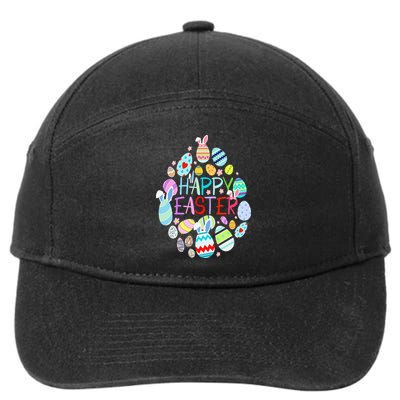 Happy Easter Eggs Bunny Ears Funny Easter Eggs 7-Panel Snapback Hat