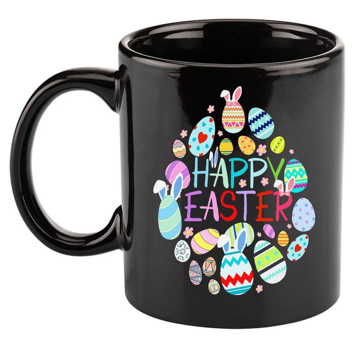 Happy Easter Eggs Bunny Ears Funny Easter Eggs 11oz C Handle Ceramic Mug