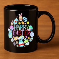 Happy Easter Eggs Bunny Ears Funny Easter Eggs 11oz C Handle Ceramic Mug