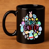 Happy Easter Eggs Bunny Ears Funny Easter Eggs 11oz C Handle Ceramic Mug