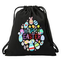 Happy Easter Eggs Bunny Ears Funny Easter Eggs Drawstring Bag