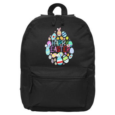 Happy Easter Eggs Bunny Ears Funny Easter Eggs 16 in Basic Backpack