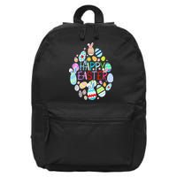 Happy Easter Eggs Bunny Ears Funny Easter Eggs 16 in Basic Backpack
