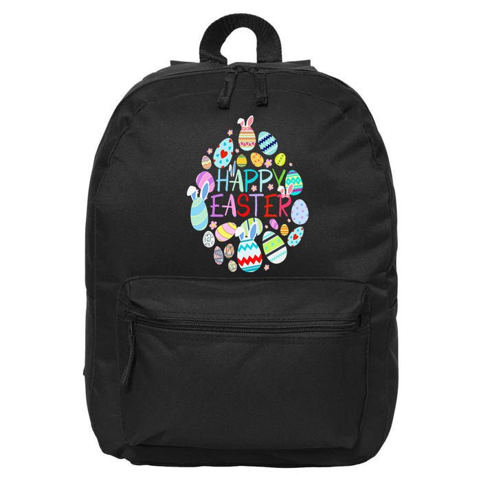 Happy Easter Eggs Bunny Ears Funny Easter Eggs 16 in Basic Backpack