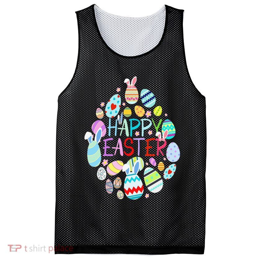 Happy Easter Eggs Bunny Ears Funny Easter Eggs Mesh Reversible Basketball Jersey Tank