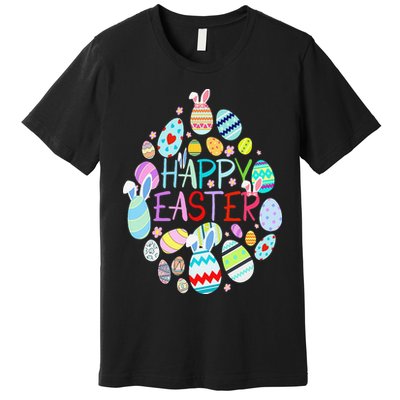 Happy Easter Eggs Bunny Ears Funny Easter Eggs Premium T-Shirt