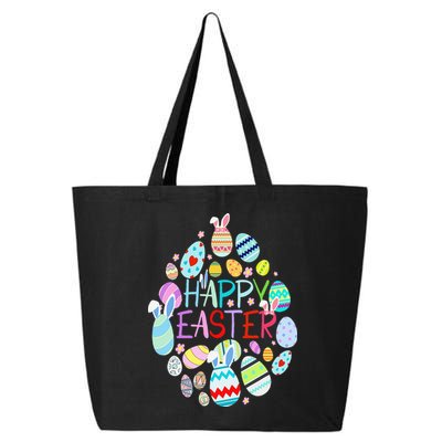Happy Easter Eggs Bunny Ears Funny Easter Eggs 25L Jumbo Tote