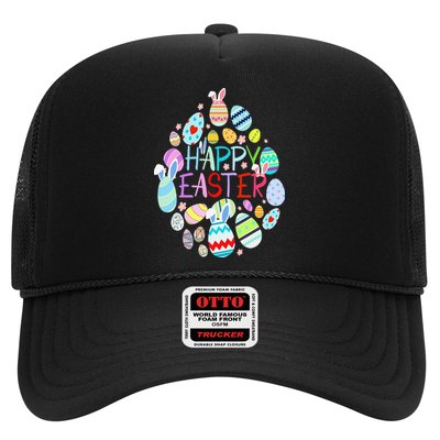 Happy Easter Eggs Bunny Ears Funny Easter Eggs Trucker Hat